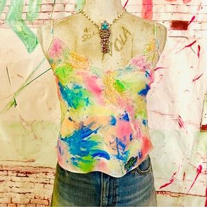 Upcycled Vintage Victorias Secret Cami . Hand Painted